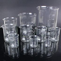 Fournitures de laboratoire 1 Lot 25 ml à 1000 ml forme basse bécher chimie laboratoire verre Transparent flacon épaissi avec bec
