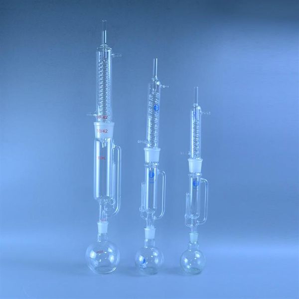 Suministros de laboratorio 150ml 250ml 500ml Glass Soxhlet Extractor Condenser and Body with Coiled Glassware Kit287m