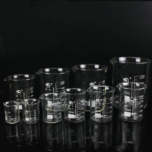 Fournitures de laboratoire 1 pièce/lot 25 ml à 2000 ml tasse à mesurer bécher en verre borosilicaté Transparent avec échelle graduée pour les Tests de chimie
