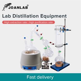 Labs levert Joanlab Equipment kort pad Distillatiekit Glazen apparaat met magnetisch roeren en verwarming mantel koude val 2/5L