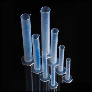 Labbenodigdheden Plastic Maatscilinder Gradueer Set 10/25/50/100 ml Cup Chemie Laboratorium Tools 227 G2 Drop Delivery Office Scho DHZJy