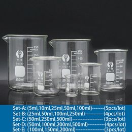 Ensemble de fournitures de laboratoire Bécher en verre borosilicaté A-F Tasse à mesurer à l'échelle résistante à la chaleur de l'équipement de laboratoire