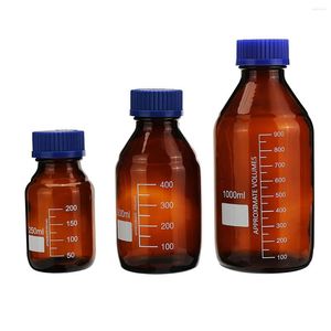 Lab transparante bruine schroefdop reagens fles afgedicht glazen laboratoriummonster 250 ml/500 ml/1000 ml