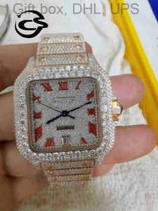 Lab Zircon Crystal Oem Watch Top Luxury Private Custom Out Hombres Mujeres Iced Ice Cube Arabian Skeleton Vvs Moissanite Diamond 2V83