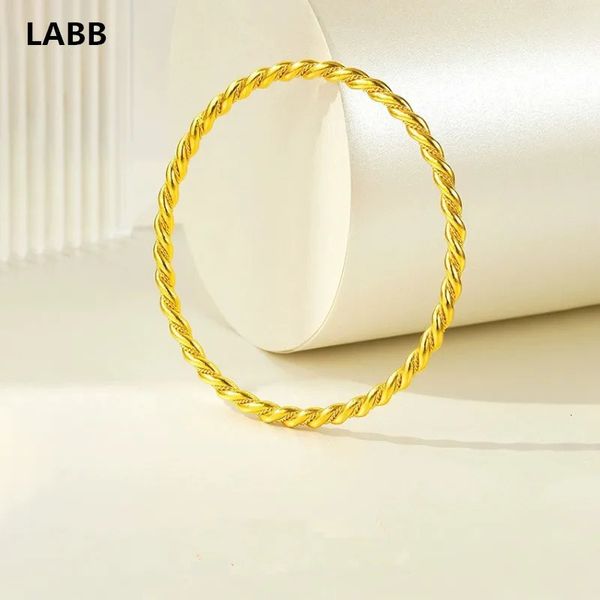 Labb Real 18K Gold Fried Perk Twists Bracelet AU750 Solid Non Demoudding Polydolding Womens Boutique Jewelry Gift 240424