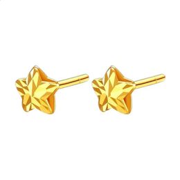 Labb – boucles d'oreilles étoile en or véritable 18 carats, jaune Au750, porte-bonheur pour femmes, cadeau Simple à la mode, E153 240125