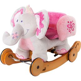 LABEBE PLUSE ROCHING CHEVES AND RIDER ELEPHANT TOY SET POUR LES ENFANTS âgées de 1 à 3 ans - Animal swingant en bois avec roues, jouets de joystick remplis inclus