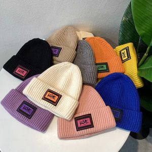 Gorro de regalo para niños etiquetado, gorro tejido de 20 colores, Edición coreana, lana cálida y versátil