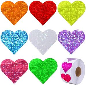 Étiquettes amour arc-en-ciel autocollant forme de coeur Scrapbooking cadeau emballage fête mariage saint valentin papeterie autocollant RRD55