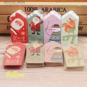 Étiquettes Étiquettes 100pcs 4x2cm Joyeux Noël Étiquettes Kraft Papier Carte Cadeau Étiquette Étiquette DIY Étiquettes Volantes Emballage Cadeau Décor Carte Cadeau Q240217