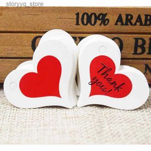 Etiketten Tags 100 stks rood hart vorm trouwbedankjes tag kraft dank u geschenk label tag dank u rood hart koekjes decoratieve hang tag Q240217