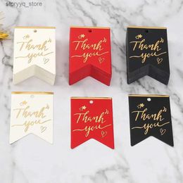 Etiketten Tags 100 stuks Bedankt Tags Rood Wit Zwart Papieren Etiketten Kaart Bruiloft Kinderen Verjaardag Kerstfeest Cadeaupapier Decor Hangtag Q240217