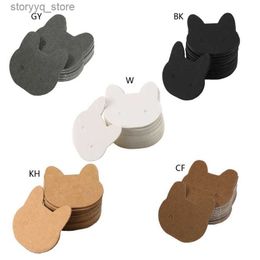 Etiketten Tags 50 stuks schattige kat hoofdvormige oorstekers displaykaart DIY blanco kraftpapier prijskaartjes met twee gaten sieraden oorbellen verpakkingskaart Q240217