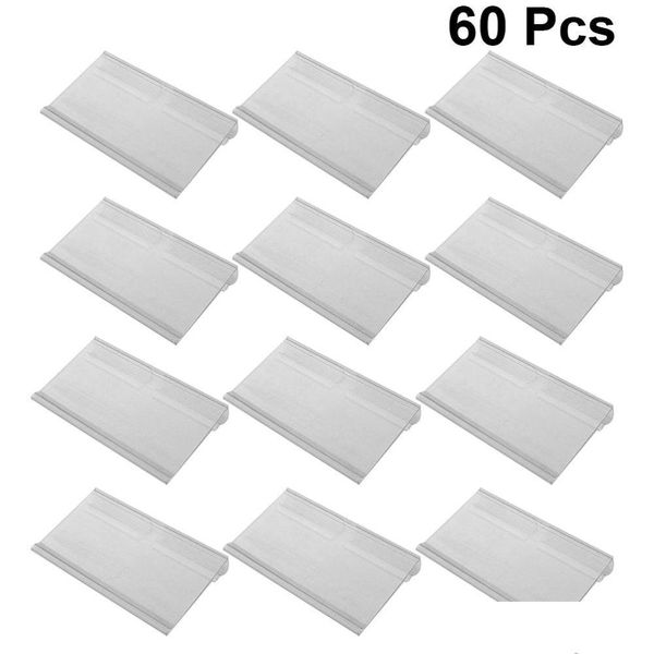 Étiquettes Étiquettes 60 Pcs En Plastique Signe Porte-Étiquette Crochet Suspendu Étagère Étiquette De Prix De Détail Carte Marchandise Présentoir Transparent Drop De Dh0Fk