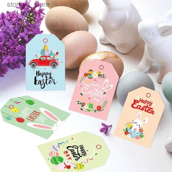 Étiquettes Étiquettes Joyeux Pâques Étiquettes Cadeaux Lapin Oreille De Lapin Impression Cartes En Papier Emballage Étiquettes Volantes Étiquettes Décoration De Fête De Pâques Fournitures 48pcs Mix Q240217