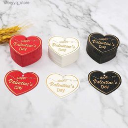 Étiquettes Étiquettes Étiquettes cadeaux Happy Valentines Day Étiquette en papier ronde en forme de coeur Étiquettes de remerciement d'amour rouge pour fournitures d'emballage de fête de mariage 50pcs Q240217