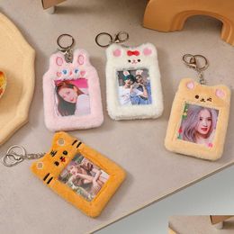 Labels Tags Kawaii Pluche Pocard Houder Konijn Beer Kat Kpop Idol Po Card Meisje Schattig Sleutelhanger Id Credit Bankbeschermer Briefpapier Dr Dhllv