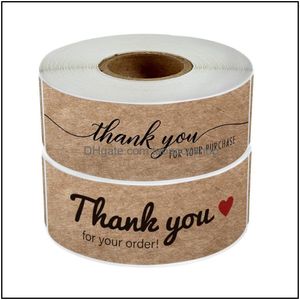 Labels & Tags Labeling Tagging Supplies Retail Services Office School Business Industrial Thank You Kraft Paper Printed 120Pcs/Roll Packing