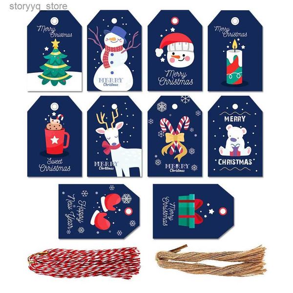 Etiquetas Etiquetas Etiquetas de regalo de Feliz Navidad Cajas de regalo de Navidad Bolsas Etiqueta colgante Suministros de fiesta de Año Nuevo de Navidad Tarjetas de decoración de embalaje 50 piezas Mezcla Q240217