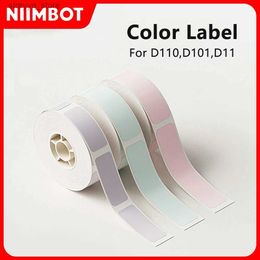 Étiquettes Étiquettes Niimbot 1 rouleau de ruban d'étiquettes de couleur pure pour D11 D110 D101 autocollant papier étanche étiquette adhésive anti-huile mini imprimante portable Q240217