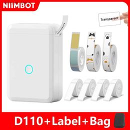 Étiquettes Étiquettes Niimbot D110 Mini imprimante portable pour imprimante d'étiquettes adhésives thermiques mobiles pour autocollants Machine d'étiquetage de poche sans fil Q240217