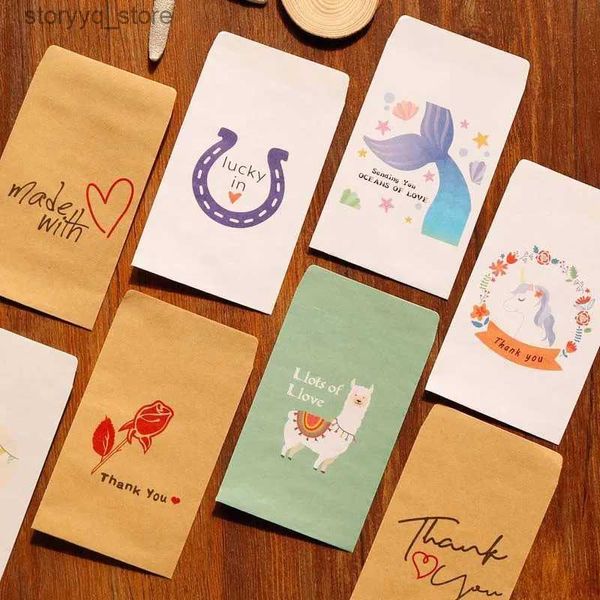 Étiquettes Tags Petit sac en papier kraft Merci Enveloppe Sacs cadeaux Goodie Cookie Sac de rangement Mariage Anniversaire Fournitures de fête de Noël 12pcs Q240217