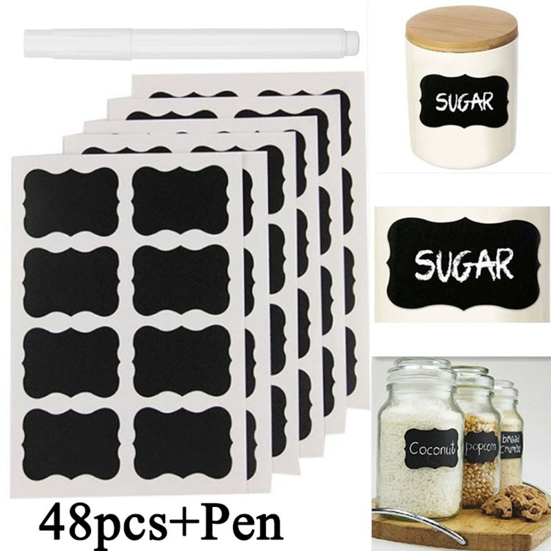 Lable Paper Blackboard Sticker Craft Kitchen Jars Organizer Labels Chalkboard Chalk Board Sticker Black