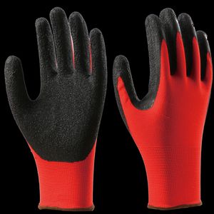 Gants de protection du travail 13 aiguilles en polyester trempé dans la paume du latex épaississement des rides résistant à l'usure protection anti-dérapante suspension colle gants de travail en gros