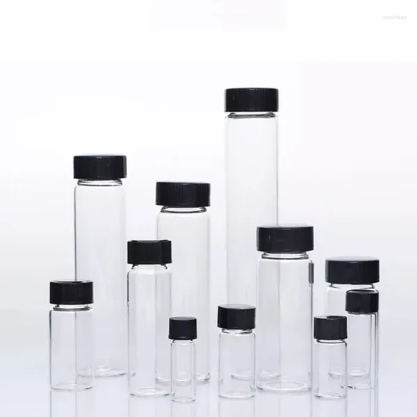 Bouteille d'échantillon de réactif à vis en verre médicinal transparent à faible teneur en Borosilicate de laboratoire de 2 à 60 ml pour expérience