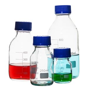 Lab levert blue cap reagens fles glazen schroef voor gebruiksvoorwerpen medische verbruiksartikelen 50ml-1000ml