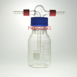 Bottiglie di lavaggio da laboratorio con connettori per tubi flessibili rimovibili