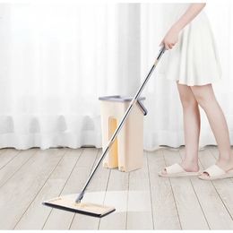 Werkbesparende dweil gegoovelde huishoudelijke schraper Lazy Floor platte emmer droog en natte dualpurpose set 240412