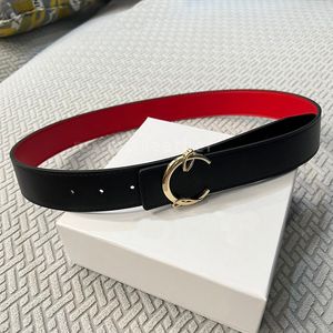 Ceintures de ceinture réversibles à fond rouge créateur Laboutin pour hommes femme largeur 3,8 cm mode or boucle argentée ceinture en cuir homme avec logo avec affaires décontractées