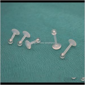 Labret, drop -levering 2021 Bioflex Retainer Lip Stud recht Labret Rings oorbellen Clear Acryl Bio 6mm 8mm 10 mm 16g Fashion Body Piercing