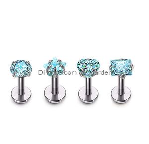 Labret Lip Piercing Bijoux 1 2X8Xm 16G Blanc Rose Filetage Interne Pointu Gem Zirconium Alliage Boucles D'oreilles Tragus Drop Delivery 2022 183T9