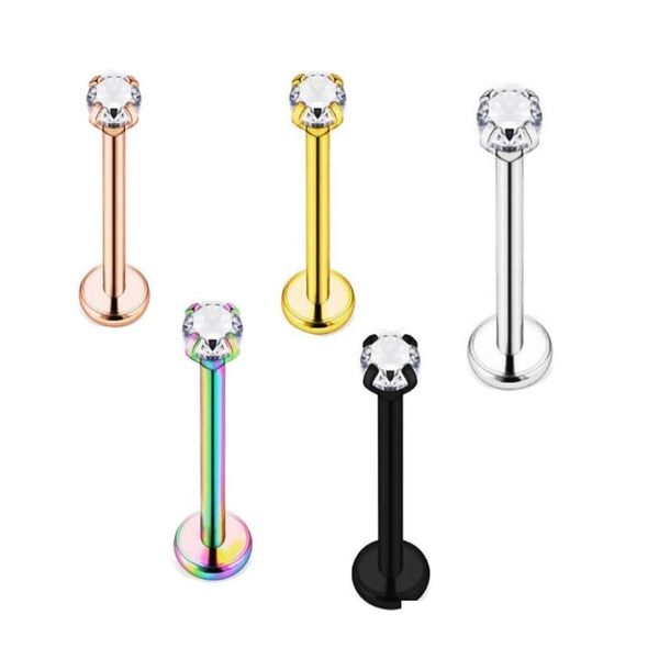 Labret Labio Piercing Joyería 100 Unids 20G 1 Mm Moda Labret Anillos Studs Acero Tragus Barras Helix Ear Lage Pendientes Joyería Del Cuerpo 41497 Dhbq7