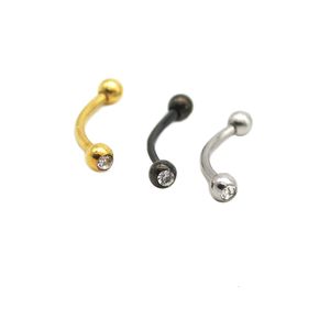 Labret Lip Piercing Bijoux 100pcs Double Cristal Gem Incurvé Sourcil Anneau Barbell 8mm Acier Banana Bar 16G Corps 230614