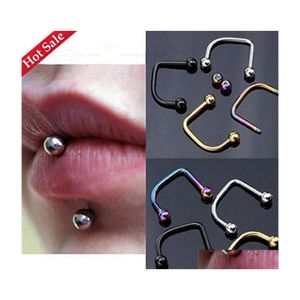 Labret Lip Piercing Bijoux 100Pcs Acier Chirurgical Labret Anneaux Bar Corps 16G Trois Couleurs Vbteu 8Dsmh 304C3 Drop Livraison Dhjcq