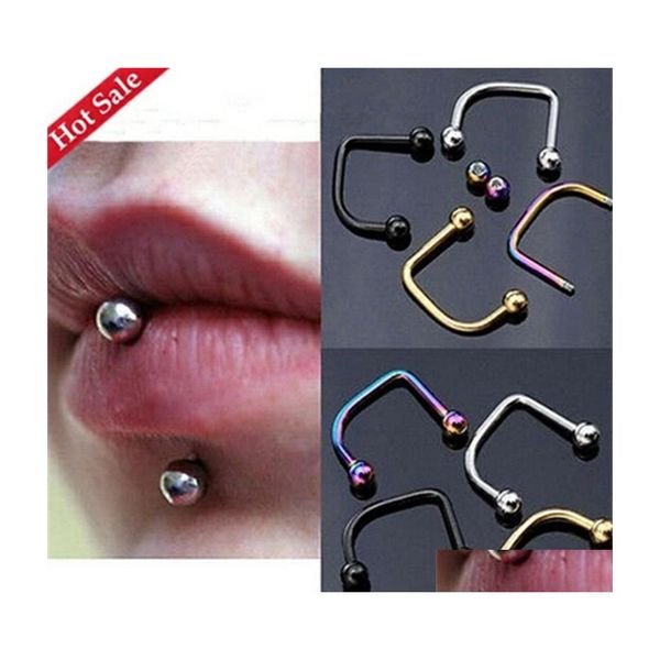 Labret Lip Piercing Jewelry 100Pcs Acero quirúrgico Labret Anillos Bar Body 16G Tres colores Vbteu 8Dsmh 304C3 Drop Delivery Dhjcq