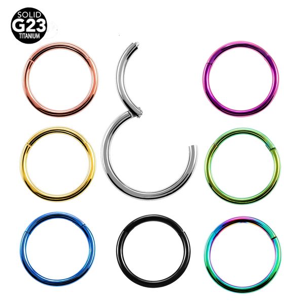 Labret Lip Piercing Bijoux 10 Pcs ASTM36 G23 PVD Septum Clicker 16G 14G Segment Articulé Anneaux Nez Boucles D'oreilles Corps 230614