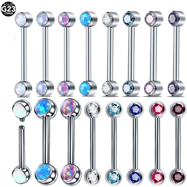 Labret Lip Piercing Jewelry 10pcslot G23 Anillo de lengua de doble bola Pezón con rosca interna Barras rectas Tragus Helix Ear Cartílago Piercings 230906