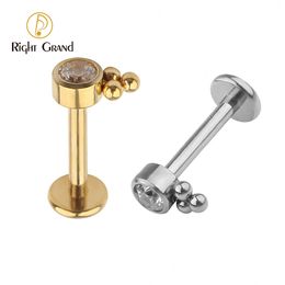 Labret Piercing Bijoux 10pcslot Droite Grand ASTM 36 16G Zircon et Opale Soudage Anneau Perlé Tragus Helix Boucle D'oreille Goujon Longueur 8mm 230614