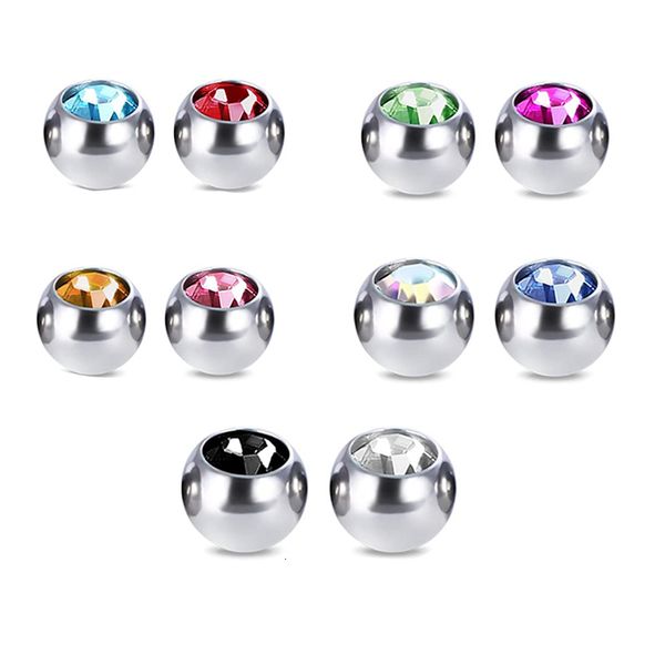 Labret Lip Piercing Jewelry 14G 16G Bolas de repuesto Acero con rosca externa Industrial Barbell Lengua Pezón Ombligo Anillos Piezas M 230906