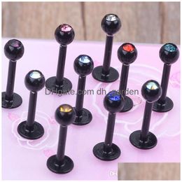 Labret lip piercing sieraden 16 ga labret met vijfgem ballen ring body mengkleuren drop levering dhgarden dhcso