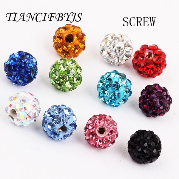 Labret Piercing Bijoux 50 pcslot 3 6 10mm Vis Sur Acier Inoxydable Boule De Cristal 1416G Trou Sourcil Langue Ventre Parties Du Corps 230614