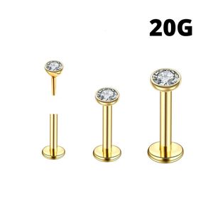 Labret Lip Piercing Bijoux 50pcs Corps Barre Mince 20G Push In Morne Nez Boucles D'oreilles Stud Cristal Oreille Cartilage Helix Tragus 230802