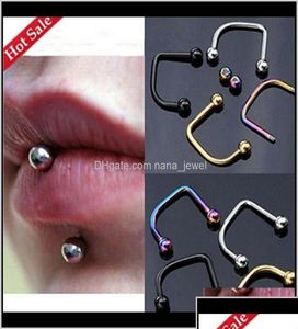 Labret Lip Piercing Sieraden 50 Stuks Stalen Lip Labret Ringen Bar Lichaam Sieraden Piercing 16G Drie Kleuren Vbteu 8Dsmh Drop Bdedome Dhizp6632406