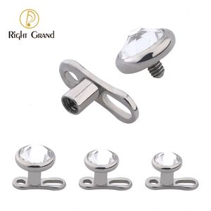 Labret Lip Piercing Jewelry 5pcslot Right Grand ASTM 36 14G 2 orificios con rosca interna CZ Dermal Anchor Tops y base Microdermals 230802