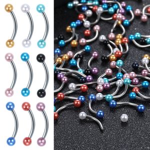 Labret Lip Piercing Bijoux 90Pcslot Acrylique Sourcil Lot m Boule Courbée Barbell Anneau En Acier Langue Mamelon Corps 16G 230614