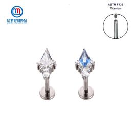 Labret Lip Piercing Jewelry ASTM 36 Filetage interne en forme de losange Zircon Ring Boucles d'oreilles Helix Stud Body 230809